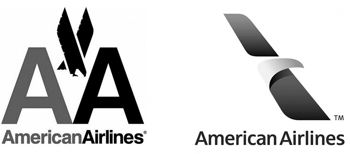 Former logo designed by Massimo Vignelli, 1968, New logo designed by FutureBrand, 2013
