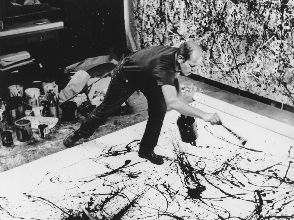 Jackson Pollock's painting technique (photo by Hans Namuth)
